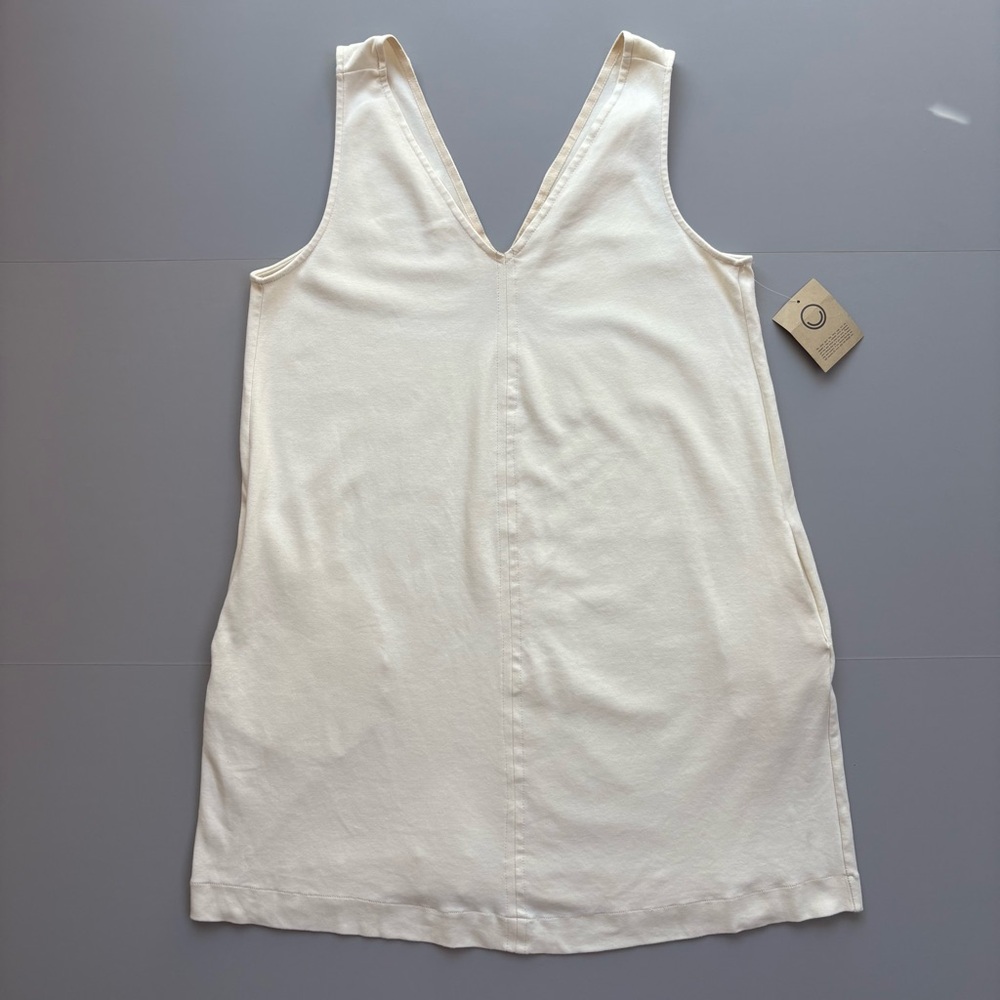 For Days Sleeveless 100% Organic Cotton XL Dress Side Pockets V-Neck Minimalist